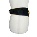 Vintage Sandy Duftler Belt Size Small Black Velvet Statement Dynasty Gold Emblem Photo 5