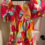 Flying Tomato Retro Neon Puff Sleeve Smocked Top Mini Dress Photo 0