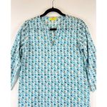 Roberta Roller Rabbit Roller Rabbit Womens Top Blue Sardina Kurta Tunic V Neck 3/4 Sleeve Blouse XS Photo 6