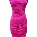 Sincerely Jules NEW  Hot Pink Strapless Ruched Midi Dress Size Large Photo 0
