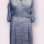 Gap 3/4 Sleeve V-Neck Wrap Midi Dress in Navy Heather Navy - size Medium… Photo 0
