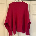 Zenana ribbed fuschia mock neck exposed seam oversized sweater XL Photo 1