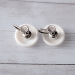 Vintage Screw On Earrings White Faceted Retro Domed Circle W.Germany Photo 3