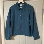 Napa Valley Embroidered Geometric Boho Style Collared Button Down Size Large Blue Photo 0