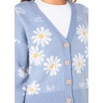 Celebrity Pink Celebrity‎ Pink Women's Floral Cardigan Sweater Blue Size L Standard Photo 1