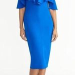 Rachel Roy  Cold Shoulder blue flounce pencil Dress Size Large Photo 0