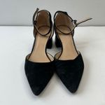 Franco Sarto  Sandal‎ Black Suede Floral Embroidered Ankle Strap Heels Womens  9M Photo 8