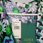 Rixo Betty Floral & Houndstooth Print Wrap Dress Green Size XXS Photo 6