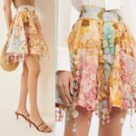 Zimmermann NWOT  Tempo Disc Embellishment Chiffon Mini Linen Skirt Size AU 2 Photo 2