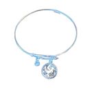 Moon and Stars Silver Tone Gold Accent Charm Hook Closure Fashion Charm Bracelet Photo 1