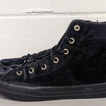 Converse  SZ 6 gold logo all star hi top velour velvet sneaker shoe black shoe Photo 4