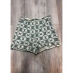 ZARA  Embroidered Shorts Womens Size M Green Geometric Pattern High Waisted Photo 1