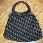 Vintage Knit Tote Bag Open Top Resin Plastic Handles BOHO Whimsigoth Brown Photo 2