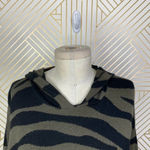 Anthropologie Kasia Hoodie Sweater Zebra Stripe Knit Acrylic Green Black Size XS Photo 2