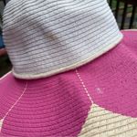 Super Cute Whimsical Flower Power Woven Straw Raffia Sun Hat OSFM Pink Photo 2