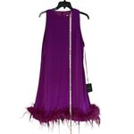 Mac Duggal 12 NEW Purple Feather Hem Sleeveless Trapeze Mini Boho Dress 55805 Photo 4