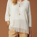 Laurie Felt Fringe Knit Sweater XL/1X Ivory Oversized Textured Pullover Top Photo 0