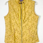 NWT City Hearts Yellow Floral Embroidered Eyelet Zip Up Vest Jacket Size S Photo 0