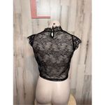Dazy Black Lace Sheer Crop Top High Neck Size L Black Size L Photo 5