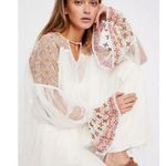 Free People  White Embroidered Lace Joyride Blouse Top S Photo 1