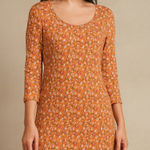 Sundance  Womens Burnt Orange Floral Tunic Top Night‎ Shirt Dress Small Photo 0
