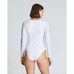 Everlane Womens The Long-Sleeve Supima Square-Neck Bodysuit Bikini White XXS Photo 1