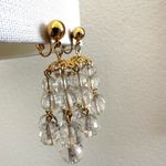 Avon Gold tone clear lucite beaded multi strand clip on drop earrings Photo 1