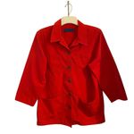 Karen Scott  Red Utility Jacket cotton 4 pockets Chore Jacket Holiday lightweight Photo 2