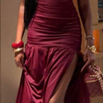 White Fox Boutique White Fox Sweet Skies Maxi Dress Burgundy Small Ruched Gala Valentine New Year Photo 0