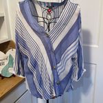 Robert Louis ❄️❄️❄️3 for 12$❄️❄️❄️Blue and White Striped 3/4 Sleeve Blouse Photo 0