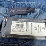 NEW M&S Marks & Spencer Blue Short Sleeve Denim Jean Chambray Midi Dress Size 14 Photo 3