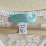 Betsey Johnson White Blue Bride Glitter Lace Bridal Wedding Racerback Tank Top Photo 6