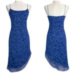 Iz Byer Vintage  Blue Mesh Midi Slip Dress‎ S Y2K Fairy Asymmetrical Made In USA Photo 1
