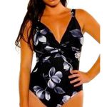 MiracleSuit  it’s a wrap thick strap wired cups size 14 black floral slimming Photo 0
