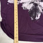Agenda Purple and Black Floral Short Sleeve Top with Beads Size M Photo 5