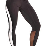 Terez  Silver Racer Metallic Athletic Leggings with Mesh Detailing Photo 0