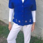 Sag Harbor Blue Vintage Button Up Nautical Print Shirt Photo 2