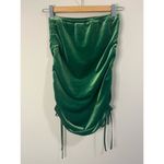 NWOT pushBOTTON Kelly Green Draped Miniskirt Stretch Velvet Ruched Sides sz. S· Photo 3