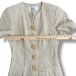 Santa Fe Beige Linen Sheath Dress Size 4 USA Made Button Front Vintage Brown Photo 2