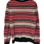 Talbots  Striped Fair Isle Wool Cardigan Sweater Women's Small Red Preppy Classic Photo 0