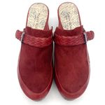 Taryn Rose  Red Leather Calf Hair Contoured Heel Mule Braided Strap Size 36.5 Photo 12