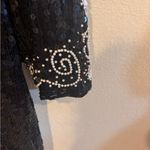 Vintage Patchouli Silk Beaded Sequin Keyhole Cocktail Mini Dress Black L Size L Photo 10