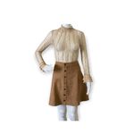 Fuinloth Faux Suede High Wasit Mini Skirt Tan Size XL Photo 4