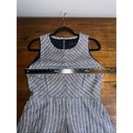 J. Crew Womens Chevron Striped Fit & Flare Linen Mini Dress Cut Out Back Blue Size 8 Photo 6