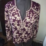 Lucky Brand  embroidered floral boho peasant blouse Photo 0