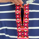 Eliza J  Navy Blue Striped Floral Print 3/4 Sleeve Shift Mini Dress Womens 6 Red Photo 4