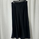 Loft  Black Satin Maxi Slip Skirt Size Medium Photo 4