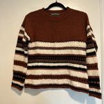 Anthropologie Elsamanda Women’s Sz: S Wool Blend Sweater Striped Cozy Fuzzy. Brown Photo 0