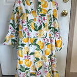NWT Small Take 2 Yellow, Green, pink lemon/floral 3/4 ruffle sleeve tiered Dress Yellow Photo 0