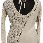 Cache Peek A Boo Metallic Kissed Knit Double V Tie Back Silk Blend Top NWT $118 Photo 6